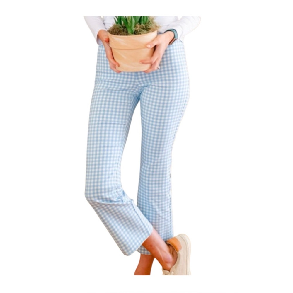 J. McLaughlin Ivy Pant In Gingham Pull On Kick Flare
